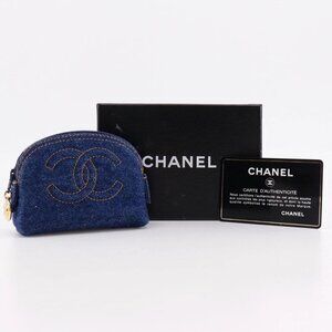 CHANEL COCO Mark Pouch A02789X03304 Mini pouch 97P Blue denim Women